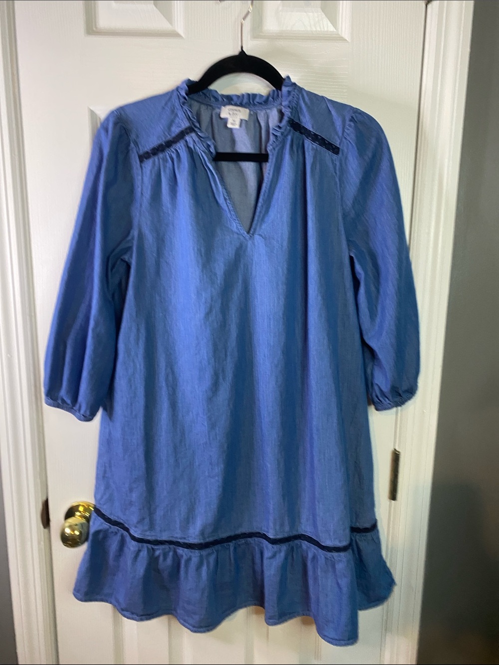 crown & ivy Blue Ruffle-Hem Mini Dress